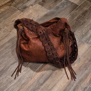 Genuine Leather Suede Fringe & Strap Handcrafted Shoulder Crossbody Bag